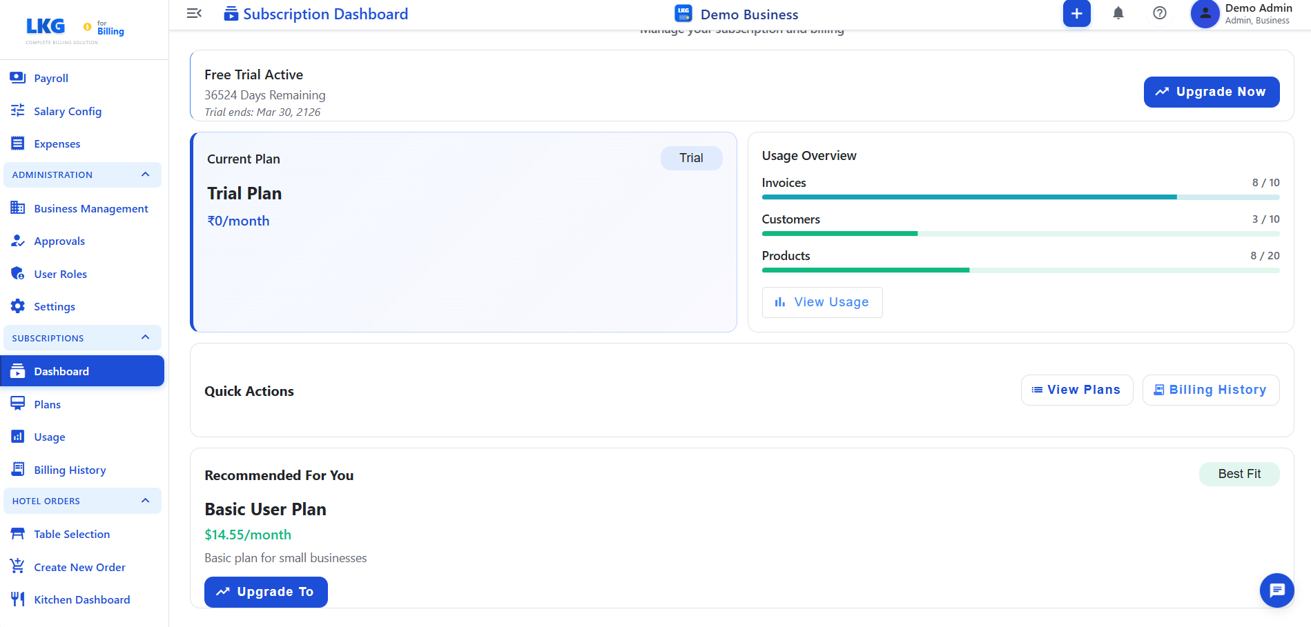 Subscription Dashboard